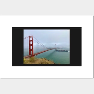 Golden Gate Bridge and Container Ship Posters and Art